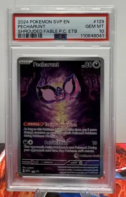 2024 Pokemon SVP EN Pecharunt #129 Shrouded Fable Pokemon Center ETB PSA 10 - Image 1