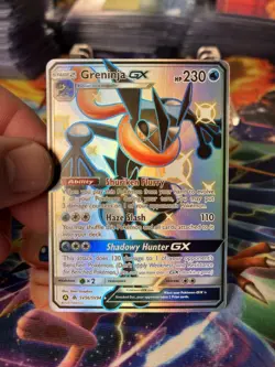 Pokemon NM Greninja GX Full Art Shiny Holo Rare Card SV56/SV94 Hidden Fates - Image 3