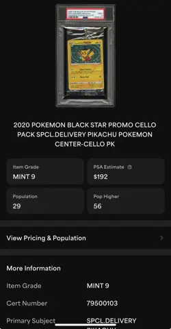2020 Pokemon Special Delivery Pikachu Sealed Promo PSA 9 MINT - Image 3