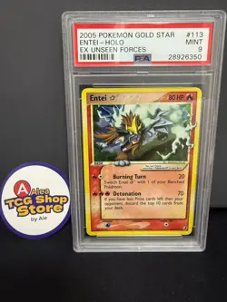 Entei Holo 2005 Pokemon Gold Star EX Unseen Forces - PSA 9 MINT - Image 1
