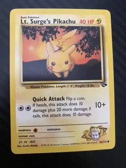 Lt. Surge's Pikachu 84/132 Pokemon Gym Challenge Common LP - Image 1