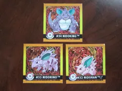 NIDOKING 34 NIDORINO 33 NIDORAN 32POKEMON ARTBOX 3 STICKER LOT 1999 NM - Image 1