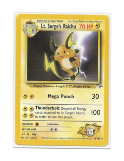 LT. SURGE'S RAICHU 28/132 GYM HEROES EX / LP English Pokemon Rare - Image 1
