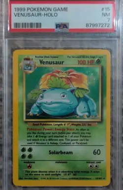 1999 Pokemon Base Set #15 Venusaur Holo PSA 7 Graded - Image 1