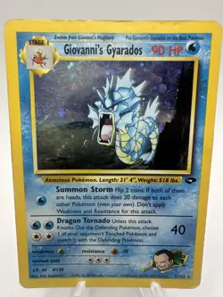 Giovanni's Gyarados 5/132 Gym Challenge Unlimited Holo Rare Pokemon TCG MP - Image 2