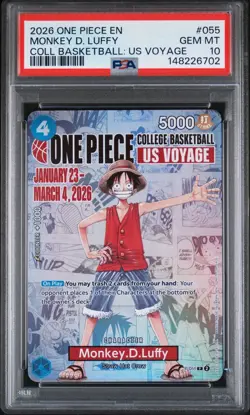 PSA 10 One Piece Card Monkey D. Luffy US College Basketball Voyage Promo - Image 1