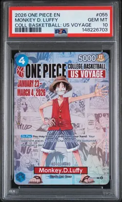 PSA 10 One Piece Card Monkey D. Luffy US College Basketball Voyage Promo - Image 1