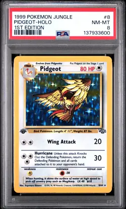 1999 POKEMON JUNGLE 1ST ED #8 PIDGEOT-HOLO PSA 8 - Image 1