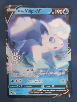 Alolan Vulpix V 033/195 Sword & Shield Silver Tempest Heavily Played Pokemon TCG - Image 1