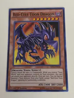 Yugioh Red-Eyes Toon Dragon - 1st Edition Super Rare NM - Free Holo Card - Image 1