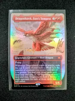 MTG Dragonhawk, Fate's Tempest Borderless Foil 0291 Bloomburrow NM - Image 1