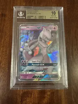 Pokemon TCG 2019 Hidden Fates Mewtwo GX 31/68 | Beckett 10 | POP 8 - Image 1