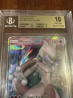 Pokemon TCG 2019 Hidden Fates Mewtwo GX 31/68 | Beckett 10 | POP 8 - Image 2