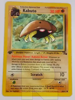 Kabuto ® Fossil 50/62 ® Comune ® Pokemon ® 1ª EDIZIONE Inglese #Kabutoking Good- - Image 1
