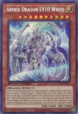 ARMED DRAGON LV10 WHITE SECRET RARE SGX4-ENE01 LIGHT PLAY YUGIOH - Image 1