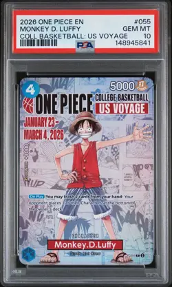 2026 PSA 10 One Piece English College Basketball Monkey D. Luffy P-055 - Image 1