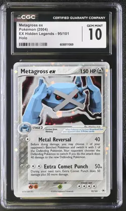 CGC 10 GEM MINT Metagross ex 2004 EX Hidden Legends 95/101 Holo Pokemon Card - Image 1