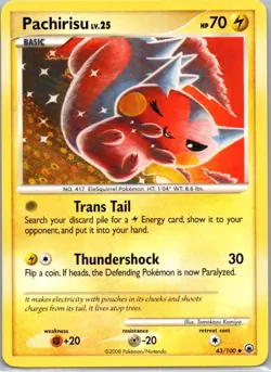 Pokemon TCG Pachirisu 43/100 Majestic Dawn LP - Image 1
