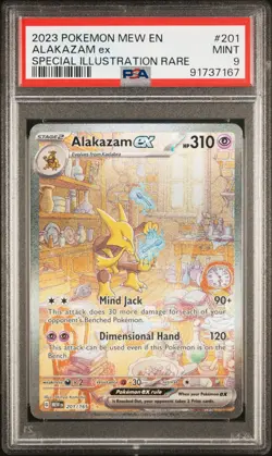 2023 POKEMON MEW EN-151 SPECIAL ILLUSTRATION RARE #201 ALAKAZAM EX PSA 9 - Image 1