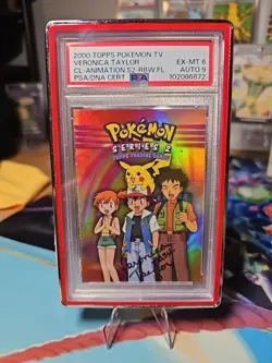 Topps 2000 Pokemon TV Animation Checklist Series 2 Rainbow Foil **Ash VA AUTO - Image 1