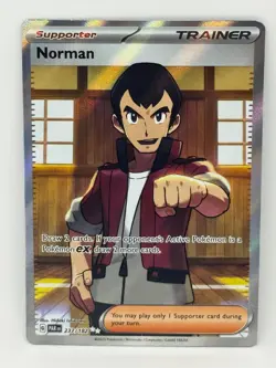 Pokemon TCG Norman 237/182 SV04: Paradox Rift Illustration Rare Holo NM Conditio - Image 1