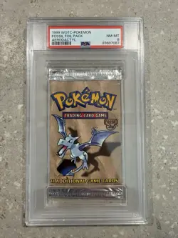 PSA 8 1999 Pokemon Fossil Booster Pack Aurodactyl - Image 1