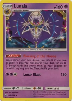 Lunala 102/236 Holo Cosmic Eclipse Pokemon Card NM - Image 1