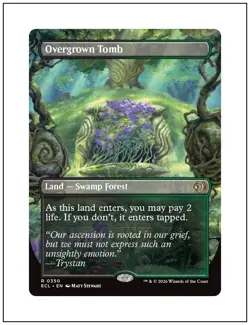 1x Overgrown Tomb, Double-Sided Borderless Art 0350, Lorwyn Eclipsed, MTG NM - Image 1