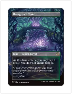 1x Overgrown Tomb, Double-Sided Borderless Art 0350, Lorwyn Eclipsed, MTG NM - Image 2
