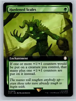 MTG Fallout Extended Art 470 Hardened Scales Rare Enchantment - Image 1