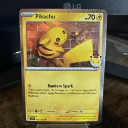 Pikachu 2026 Pokemon Day Stamp - 051/162 - Temporal Forces - Cosmos Holo - Image 1