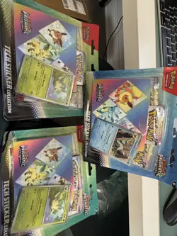 (SET OF 3) Pokemon Prismatic Evolutions Tech Sticker Collection NEW SEALED! - Image 1