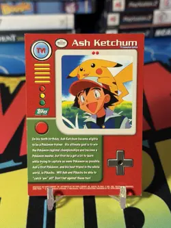 1999 Pokemon Topps TV Animation Ash Ketchum TV1 Lightly Played - Image 2