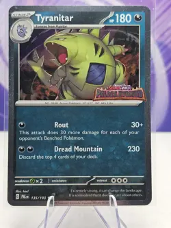 Pokemon TCG Tyranitar 135/193 Paldea Evolved STAMPED Cosmos Holo NM - Image 1