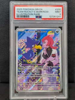 2025 Pokemon Destined Rivals Team Rocket's Murkrow Illustration Rare PSA 9 - Image 1