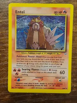 Holo RARE Entei 6/64 Neo Revelation Unlimited Damaged Pokemon Card - Image 1