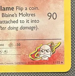 🌀Pokemon Blaines Moltres 1/132 Holo Swirl NM Gym Challenge WOTC Vintage Rare🌀 - Image 5
