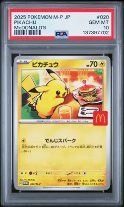 PSA 10 GEM MINT Pikachu 020/M-P McDonald's PROMO 2025 Japanese Pokemon TCG - Image 3