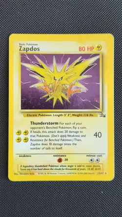 Pokemon TCG Zapdos 15/62 Fossil Cosmo Holo 1999-2000 - Image 1