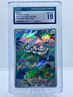 CGC 10 Starly 221/198 2023 Scarlet & Violet Illustration Rare Holo TCG Pokemon - Image 1