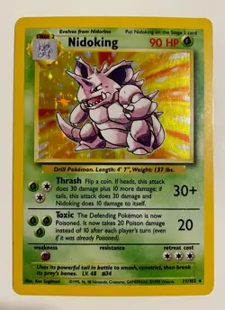 Pokemon Card Nidoking 11/102 Holo Foil Used/Played SEE DESCRIPTION - Image 1