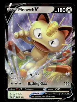 Meowth V SWSH004 Ultra Rare Black Star Promo Pokemon Card - Image 1