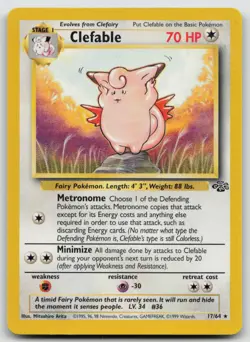 Pokemon Card Clefable (17) Rare Jungle 17/64 - Image 1