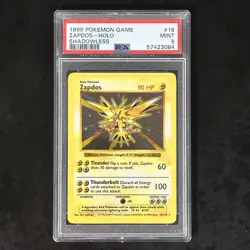 1999 Pokemon Game Zapdos Holo PSA 9 Mint Shadowless #16/102 Rare Base Card - Image 1
