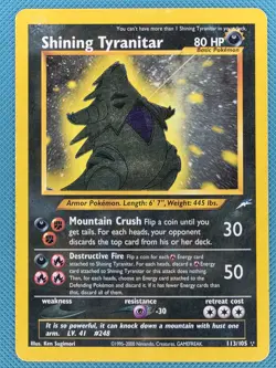 Pokemon Shining Tyranitar 113/105 Neo Destiny Holo Rare Card Unlimited - Image 1