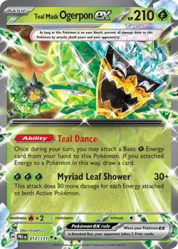 Teal Mask Ogerpon ex 012/131 Double Rare Holo SV:09 Prismatic Evolutions Pokemon - Image 1