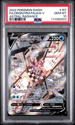 2022 Pokemon Astral Radiance Origin Forme Palkia V 167/189 PSA 10 Gem Mint FA - Image 1