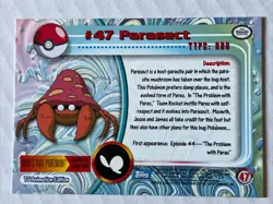 2000 Pokemon PARASECT #47 [Non-Holo] Topps Blue Logo 1st Ed TV Animation NM-MT - Image 2