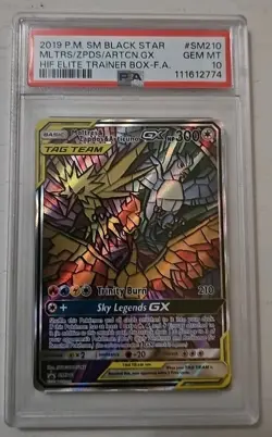 2019 Pokemon TCG Moltres Zapdos Articuno GX SM210 Hidden Fates ETB Promo PSA 10 - Image 1