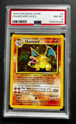 Pokemon 1999 Charizard Holo Base Set 4/102 Card PSA 8 NM MT - Image 1
